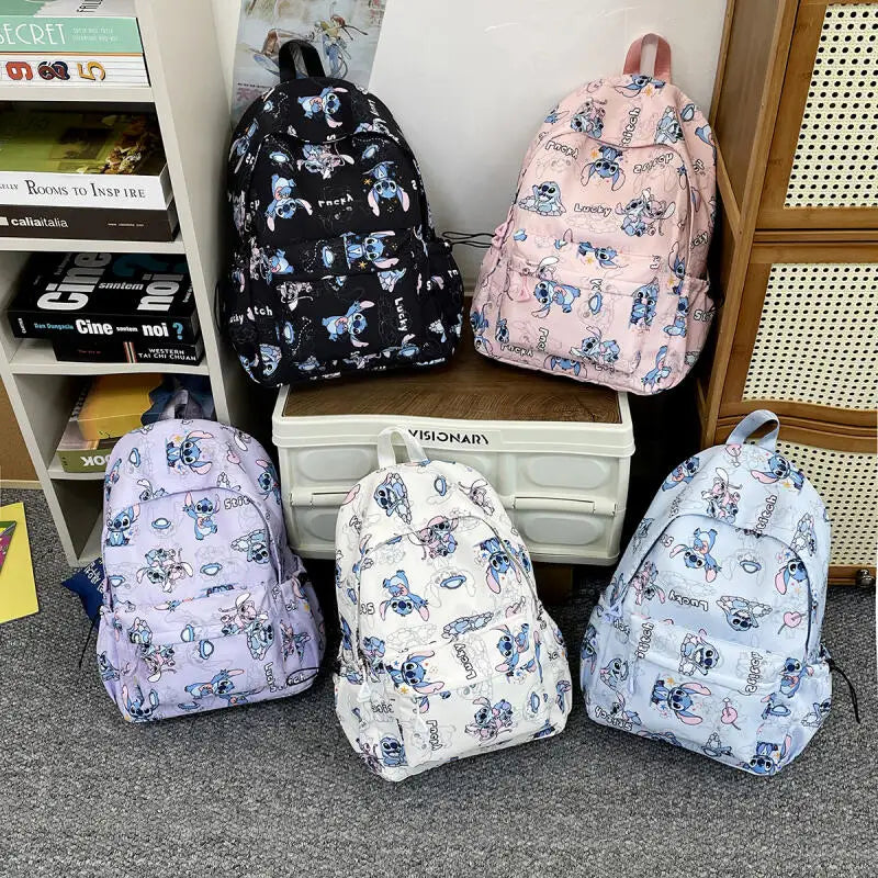 Cartoon Stitch Print Backpack Spacious Lightweight Travel Bag Waterproof School Backpack for College Students Teens Boys Girls