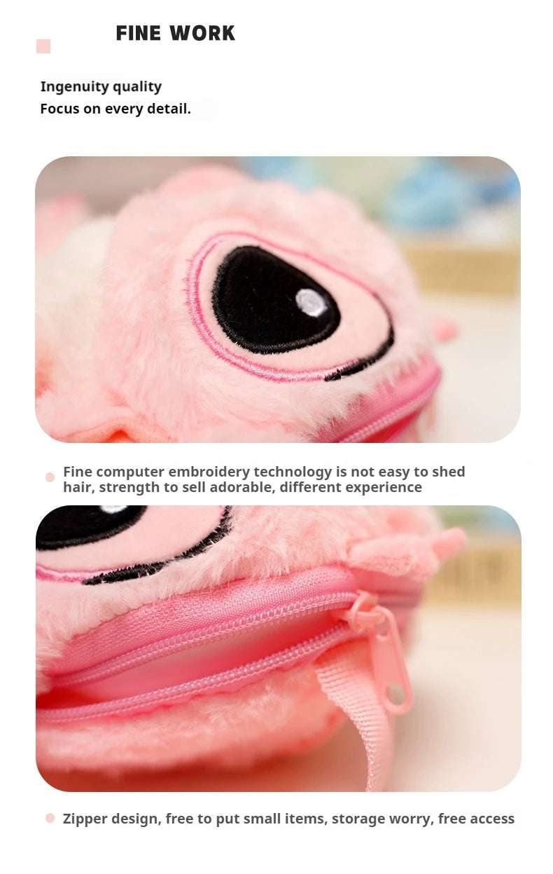 Lilo&Stitch Stitch Plush Backpack Blue Pink Cute Cartoon Skin Friendly Soft Outdoor Backpack Lightweight Children Birthday Gifts