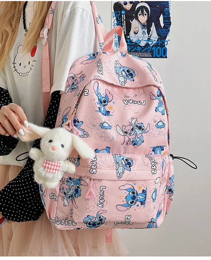 Cartoon Stitch Student Schoolbag Nylon Printed Versatile Large Capacity Lightweight Student Casual Bag Backpack Back to school