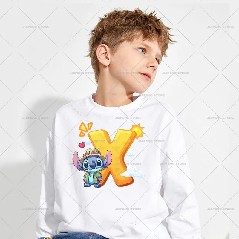 Cartoon Stitch Patches for Clothes Heat Transfer Patch On Clothing Stickers DIY T-Shirt Hoodies Accessory A-Z 26 English Letters