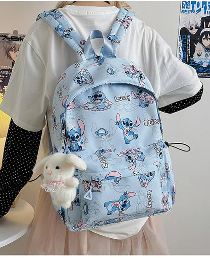 Cartoon Stitch Student Schoolbag Nylon Printed Versatile Large Capacity Lightweight Student Casual Bag Backpack Back to school