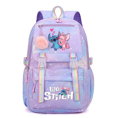 Stitch Large Capacity Backpack Casual Nylon Cute Daypack Cartoon Anime Schoolbag Girl Travel Commute Knapsack Mochila