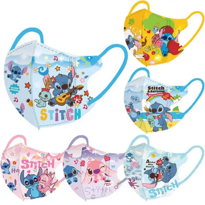Stitch Mask Cartoon 3D Pattern Face Mask Thin Section Breathable 10 Pcs/pack Independent Package Disposable Earloop Style Masks