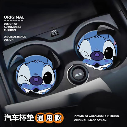 Stitch cute cartoon animation peripheral car storage non-slip mat car interior decoration creative personality water coaster