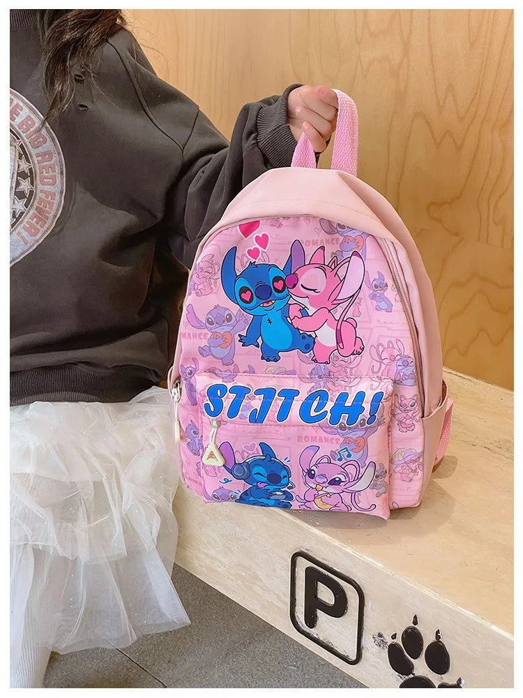 Stitch Fashion Nylon Backpack, Cartoon Stitch Print Daypack, Suitable for School And Light Travel Backpack for Kids And Girls