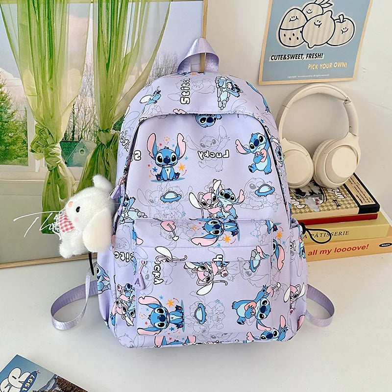 Cartoon Stitch Student Schoolbag Nylon Printed Versatile Large Capacity Lightweight Student Casual Bag Backpack Back to school