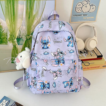 Cartoon Stitch Student Schoolbag Nylon Printed Versatile Large Capacity Lightweight Student Casual Bag Backpack Back to school