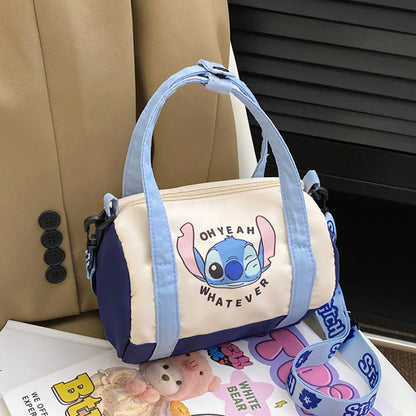 Stitch Canvas Bucket Bag Cute Cartoon Handbag Casual All-match Crossbody Bag Portable Anime Satchel Tote Women Fashion Backpacks