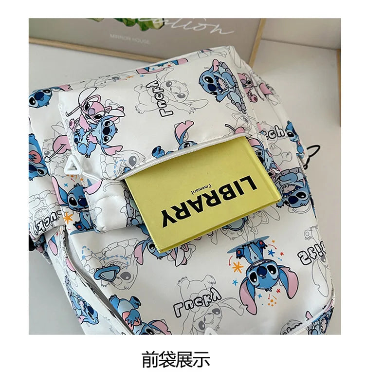 Cartoon Stitch Student Schoolbag Nylon Printed Versatile Large Capacity Lightweight Student Casual Bag Backpack Back to school