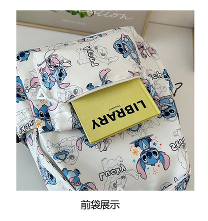 Cartoon Stitch Student Schoolbag Nylon Printed Versatile Large Capacity Lightweight Student Casual Bag Backpack Back to school