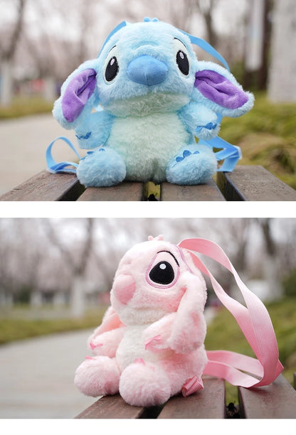 Lilo&Stitch Stitch Plush Backpack Blue Pink Cute Cartoon Skin Friendly Soft Outdoor Backpack Lightweight Children Birthday Gifts