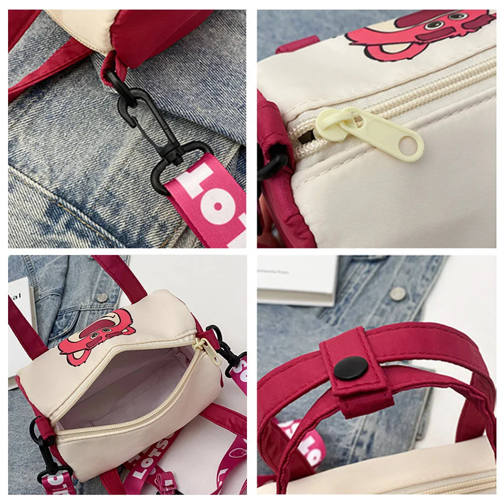 Stitch Canvas Bucket Bag Cute Cartoon Handbag Casual All-match Crossbody Bag Portable Anime Satchel Tote Women Fashion Backpacks