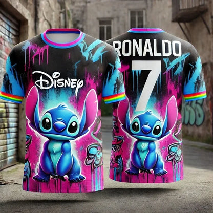 Cartoon Stitch T-shirt for Kids Boys Girls Breathable Quick Dry Fabric Comfortable Casual Sportswear Summer Top