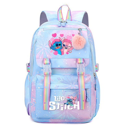 Stitch Kids Backpack Boy Girls Bookbag Bag Student Children Knapsack Schoolbag Rucksack Mochila Cartoon Anime Travel Commute Bag