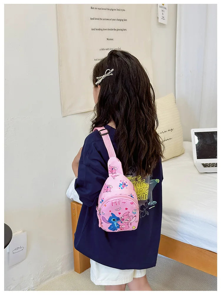 Kids Stitch Shoulder Bags Cartoon Chest Bag for Boys Girls Travel Satchel Casual Portable Totes Kawaii Backpacks Birthday Gifts