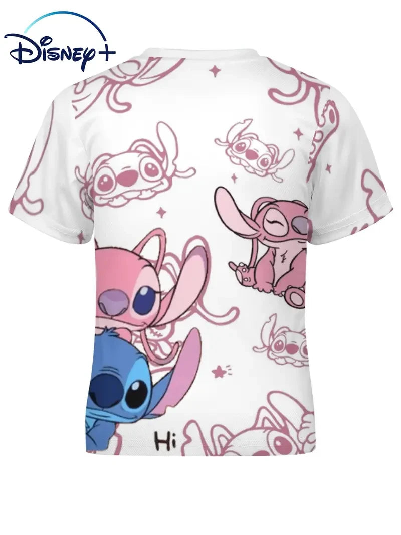 Stitch Cartoon Style T-shirt for Kids Boys Girls Breathable Quick Dry Soft Fabric Summer Sports Casual Jersey Top