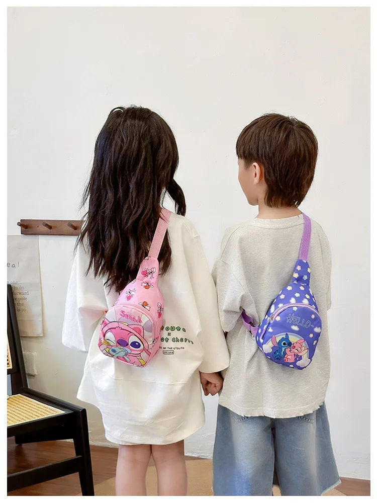 Kids Stitch Shoulder Bags Cartoon Chest Bag for Boys Girls Travel Satchel Casual Portable Totes Kawaii Backpacks Birthday Gifts