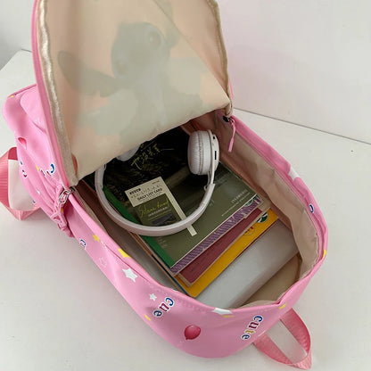 Stitch Cartoon Backpack, Large Capacity Daypack, Lightweight, Durable Nylon Schoolbag for Travel, Daily Commuting and School