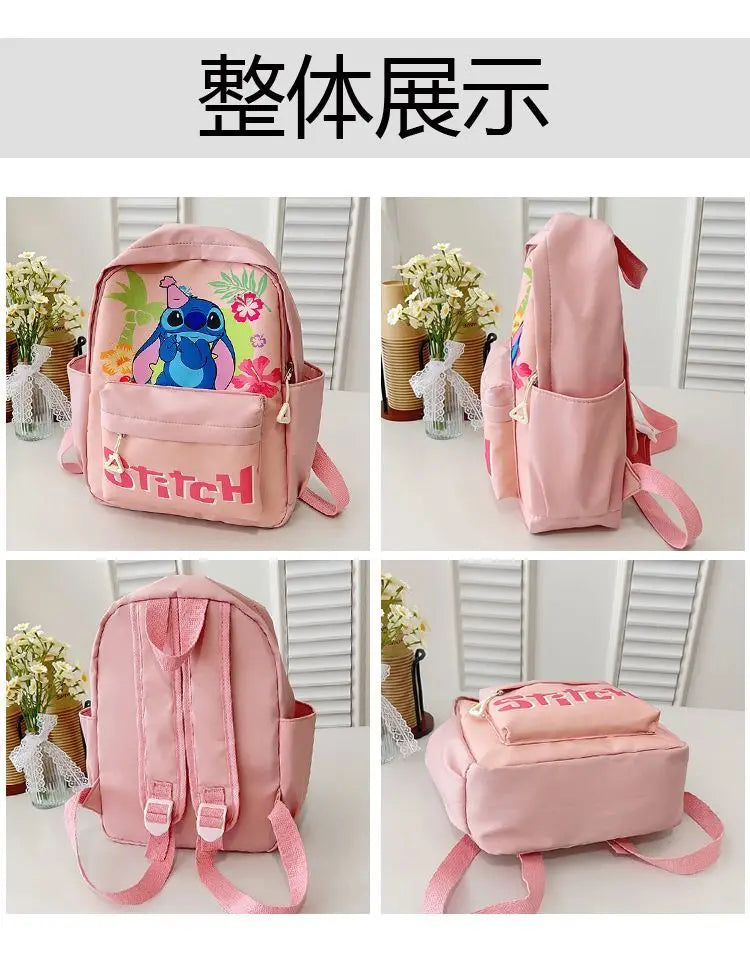 New Lilo&Stitch Backpack Cartoon Character Stitch Printed Accessories Children's Backpack Student Cartoon Pink Backpack Gift