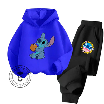 Stitch Fashion 2025 Cartoon Printed Hoodie Set 2D For Children Teenagers Boys Girls Casual Hot Sale Autumn Winter