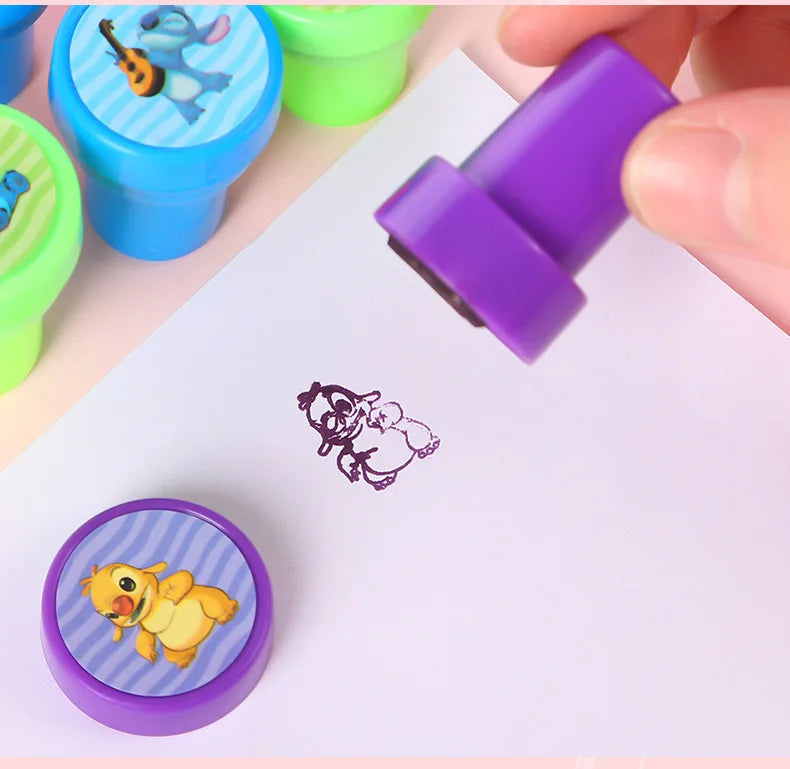 12pcsLilo & Stitch Stitch Self-Inking Stamp Set - Fun Cartoon Designs For Party Favors& Activities