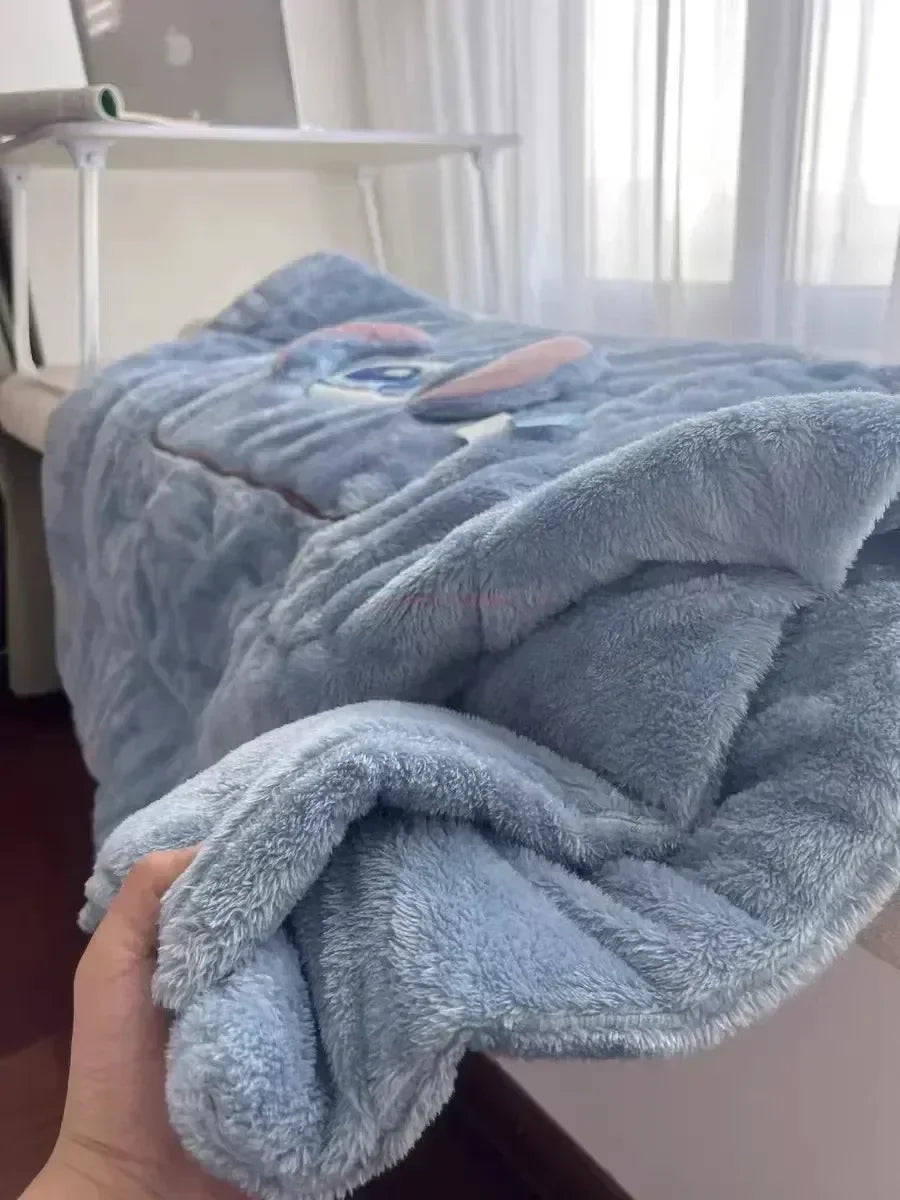 Stitch Throw Pillow Blankets Two In One Kawaii Flannel Thickened Nap Blanket Living Room Kids Bedroom Decoration Girl Gift