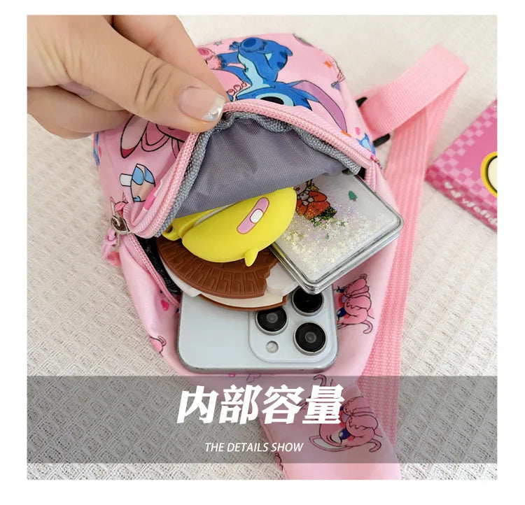 Kids Stitch Shoulder Bags Cartoon Chest Bag for Boys Girls Travel Satchel Casual Portable Totes Kawaii Backpacks Birthday Gifts