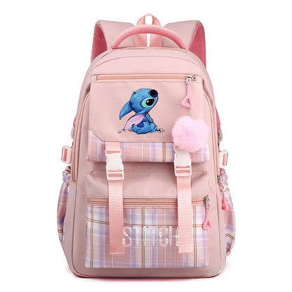 Stitch School Bags High School Student Backpack Female Large Capacity Junior High School Laptop Mochila Escolar