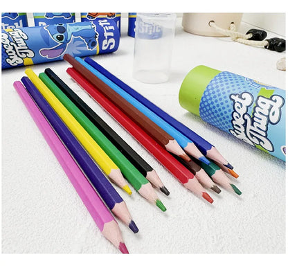 Cartoon Stitch 24 Color Graffiti Pen Art Drawing Pencils Wooden Colour Pencil School Stationery Students Toys Christmas Gifts