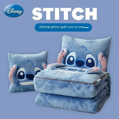 Stitch Throw Pillow Blankets Two In One Kawaii Flannel Thickened Nap Blanket Living Room Kids Bedroom Decoration Girl Gift
