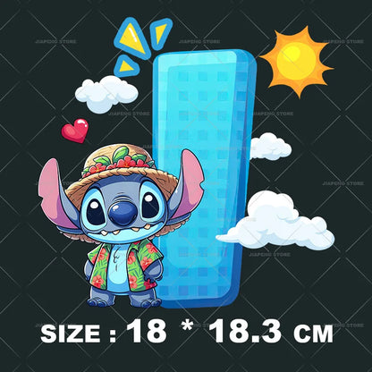 Cartoon Stitch Patches for Clothes Heat Transfer Patch On Clothing Stickers DIY T-Shirt Hoodies Accessory A-Z 26 English Letters