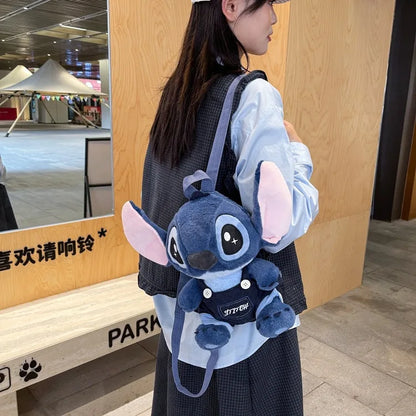 New Stitch Plush Backpack Ins Japanese Blue Stitch Stuffed Plush Dolls Toys Student Backpack Kindergarten Bag Christmas Gift