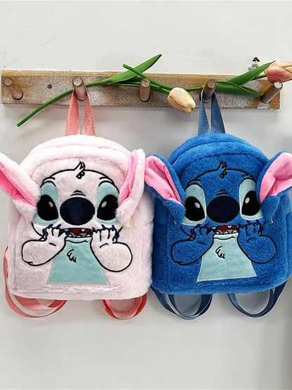 New Plush Backpack Ins Japanese Blue Stitch Funny Cartoon Large-Capacity Student Backpack Kindergarten Bag Child Gift