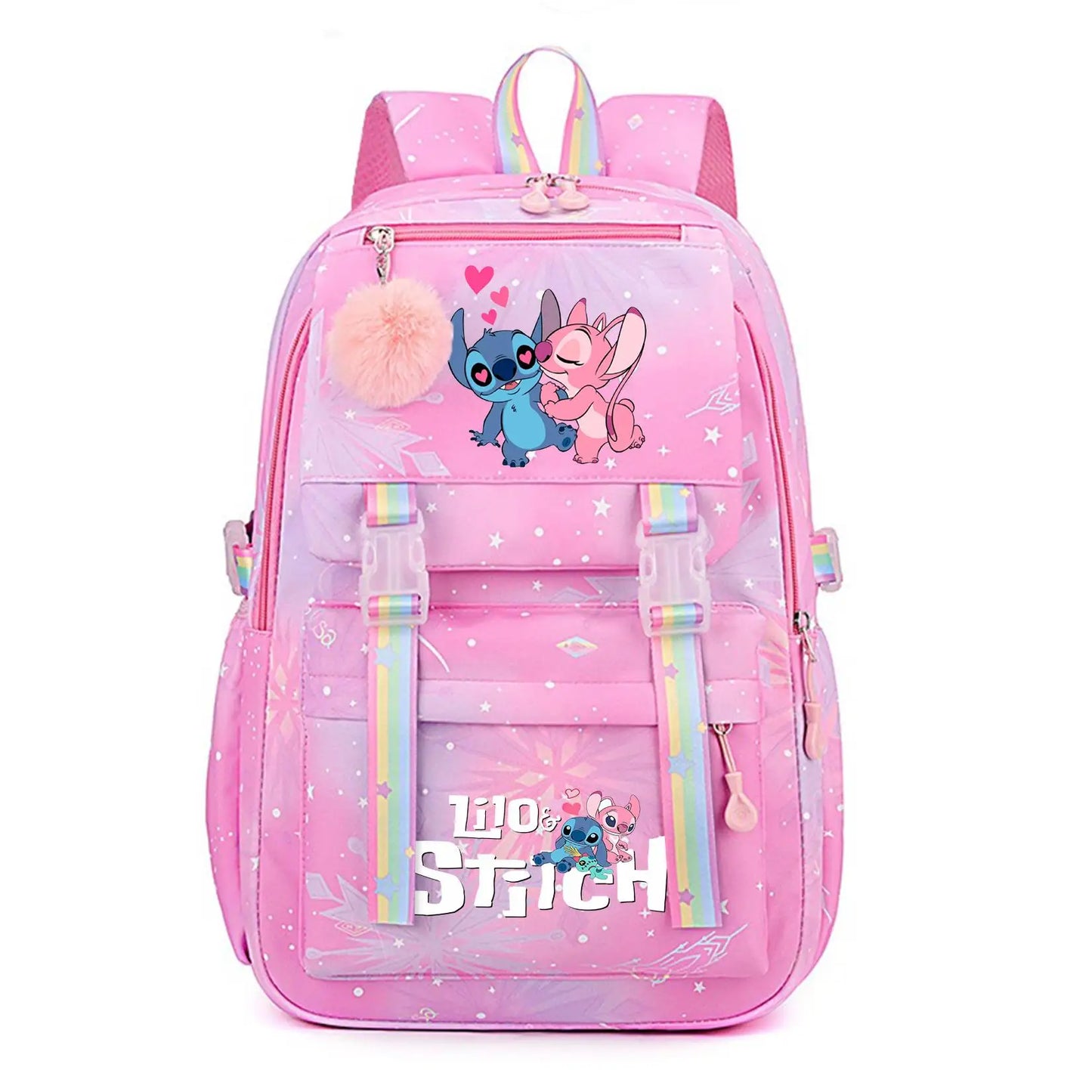 Stitch Large Capacity Backpack Casual Nylon Cute Daypack Cartoon Anime Schoolbag Girl Travel Commute Knapsack Mochila