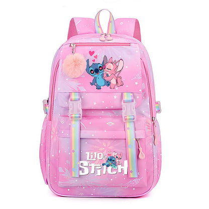 Stitch Large Capacity Backpack Casual Nylon Cute Daypack Cartoon Anime Schoolbag Girl Travel Commute Knapsack Mochila