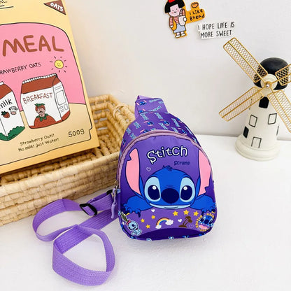 Stitch Cute Cartoon Shoulder Bag Kawaii Chest Bag Portable Travel Satchel Outdoor Tote Purse Children's Backpacks Christmas Gift