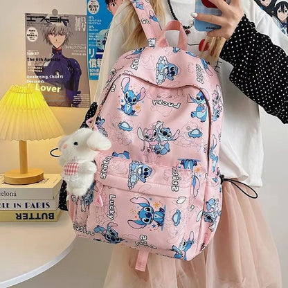 Cartoon Stitch Student Schoolbag Nylon Printed Versatile Large Capacity Lightweight Student Casual Bag Backpack Back to school