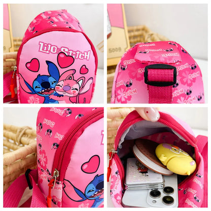 Stitch Cute Cartoon Shoulder Bag Kawaii Chest Bag Portable Travel Satchel Outdoor Tote Purse Children's Backpacks Christmas Gift