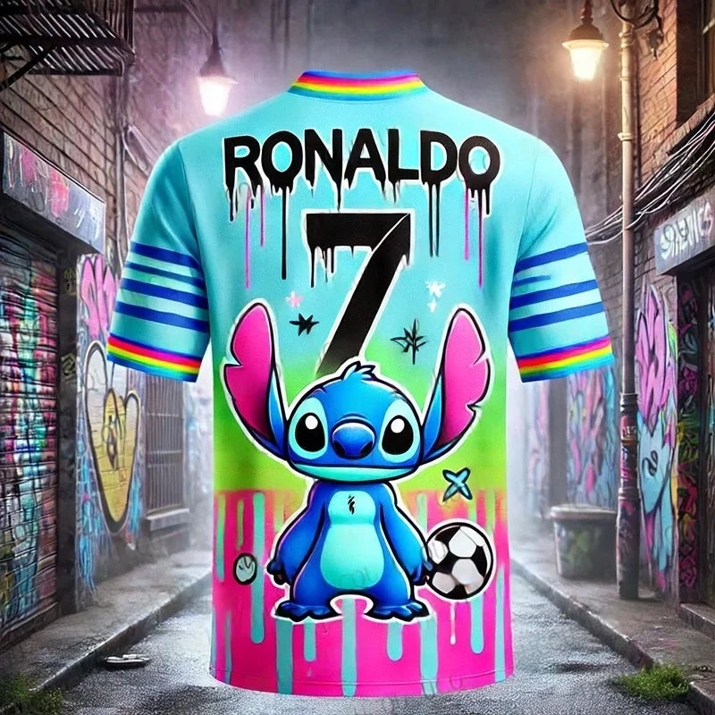 Cartoon Stitch T-shirt for Kids Boys Girls Breathable Quick Dry Fabric Comfortable Casual Sportswear Summer Top