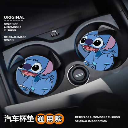 Stitch cute cartoon animation peripheral car storage non-slip mat car interior decoration creative personality water coaster