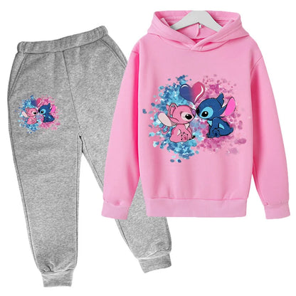 Stitch Man Spring and Autumn Boys and Girls Fashion Casual Sports Hoodies and Pants Set