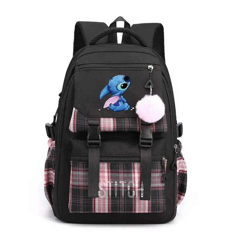 Stitch School Bags High School Student Backpack Female Large Capacity Junior High School Laptop Mochila Escolar
