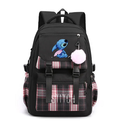 Stitch School Bags High School Student Backpack Female Large Capacity Junior High School Laptop Mochila Escolar