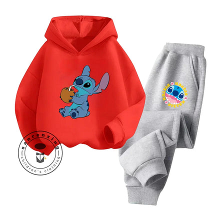 Stitch Fashion 2025 Cartoon Printed Hoodie Set 2D For Children Teenagers Boys Girls Casual Hot Sale Autumn Winter