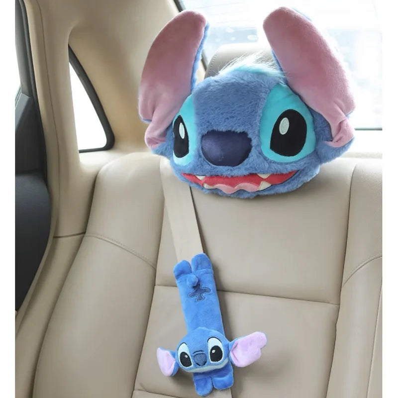 Stitch Seat Belt Protective Cover Cute Cartoon Soft Plush Car Shoulder Belt Fashion Car Inside Decor Cute Dolls Birthday Gifts