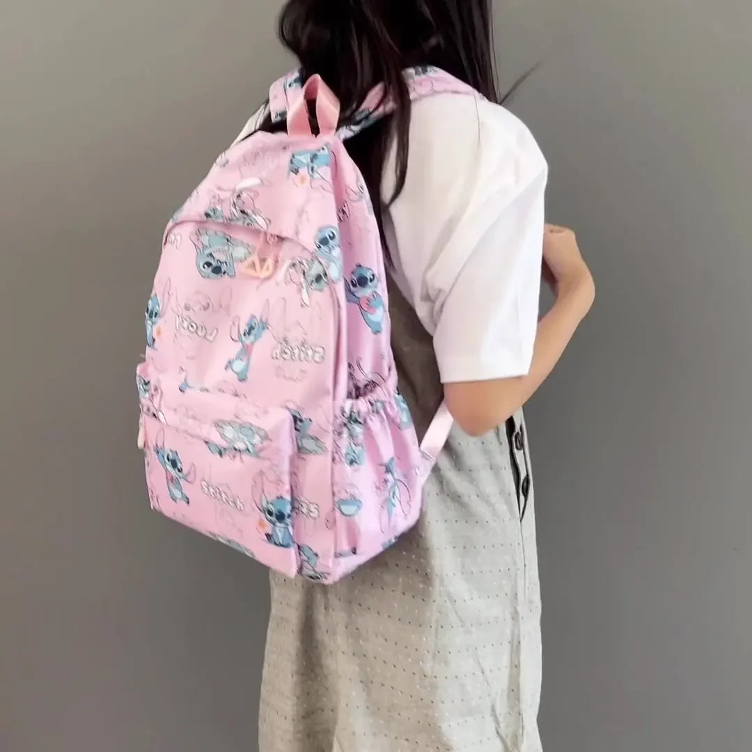 Stitch Cartoon Backpack Large Capacity Lightweight Travel Bag Trendy Unisex Daypack For School College