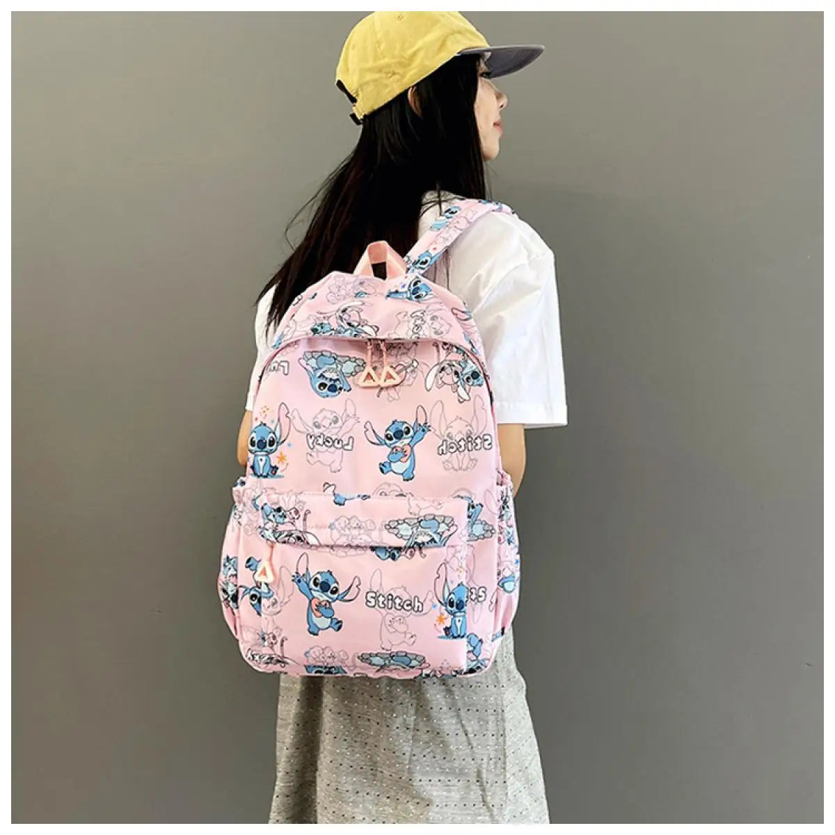 Cartoon Stitch Print Backpack Spacious Lightweight Travel Bag Waterproof School Backpack for College Students Teens Boys Girls