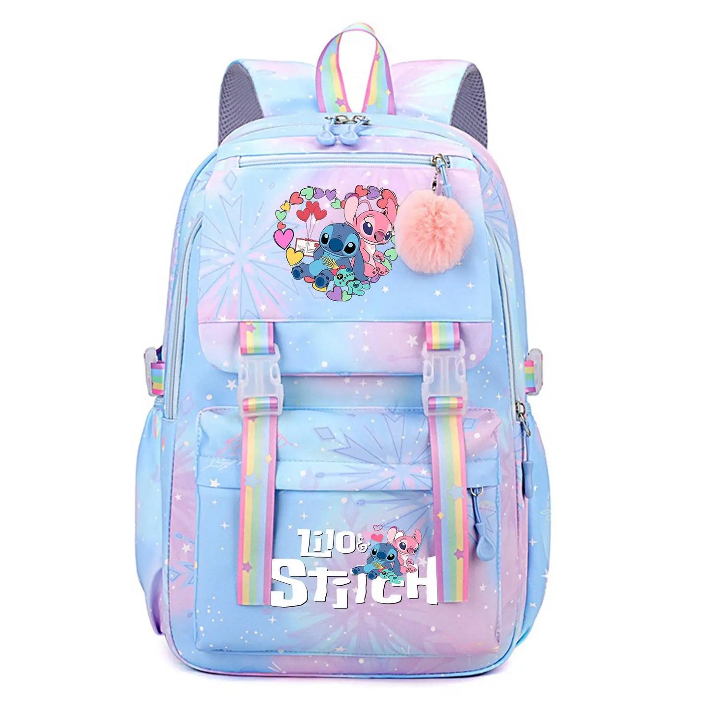 Stitch Large Capacity Backpack Casual Nylon Cute Daypack Cartoon Anime Schoolbag Girl Travel Commute Knapsack Mochila