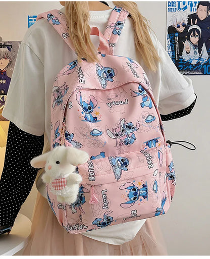 Cartoon Stitch Student Schoolbag Nylon Printed Versatile Large Capacity Lightweight Student Casual Bag Backpack Back to school