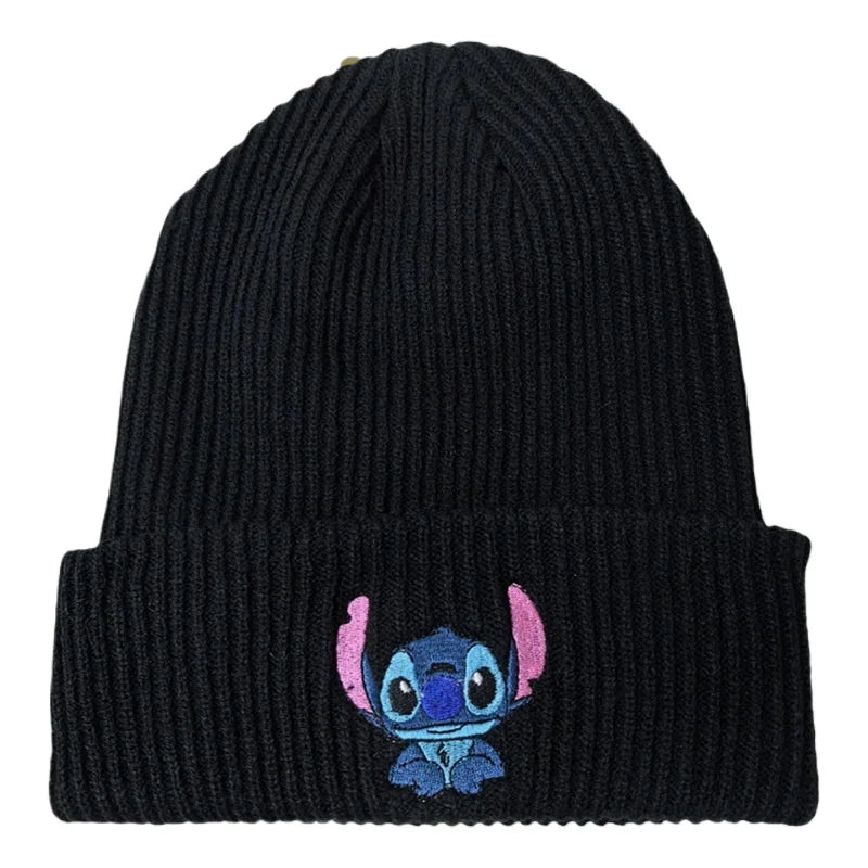 Stitch Knit Hat Cartoon Embroidered Benie Cap Cute Unisex Warm Stretchy Hats Christmas Gift for Adult Kids Outdoor Thermal Caps